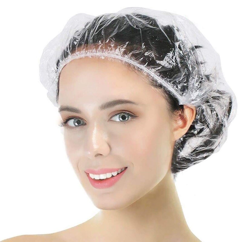 Years calm 100PS Disposable Shower Caps, Plastic Clear Shower Caps, lengthening and thickening Hair Caps for Hair dyeing assistance, Hotel and Hair Salon, Home Use, Portable Travel (Size 20.5"/52cmï¼‰ - Image 1
